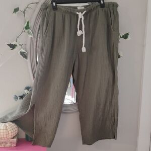 UpWest Olive Green Pants with White Drawstring